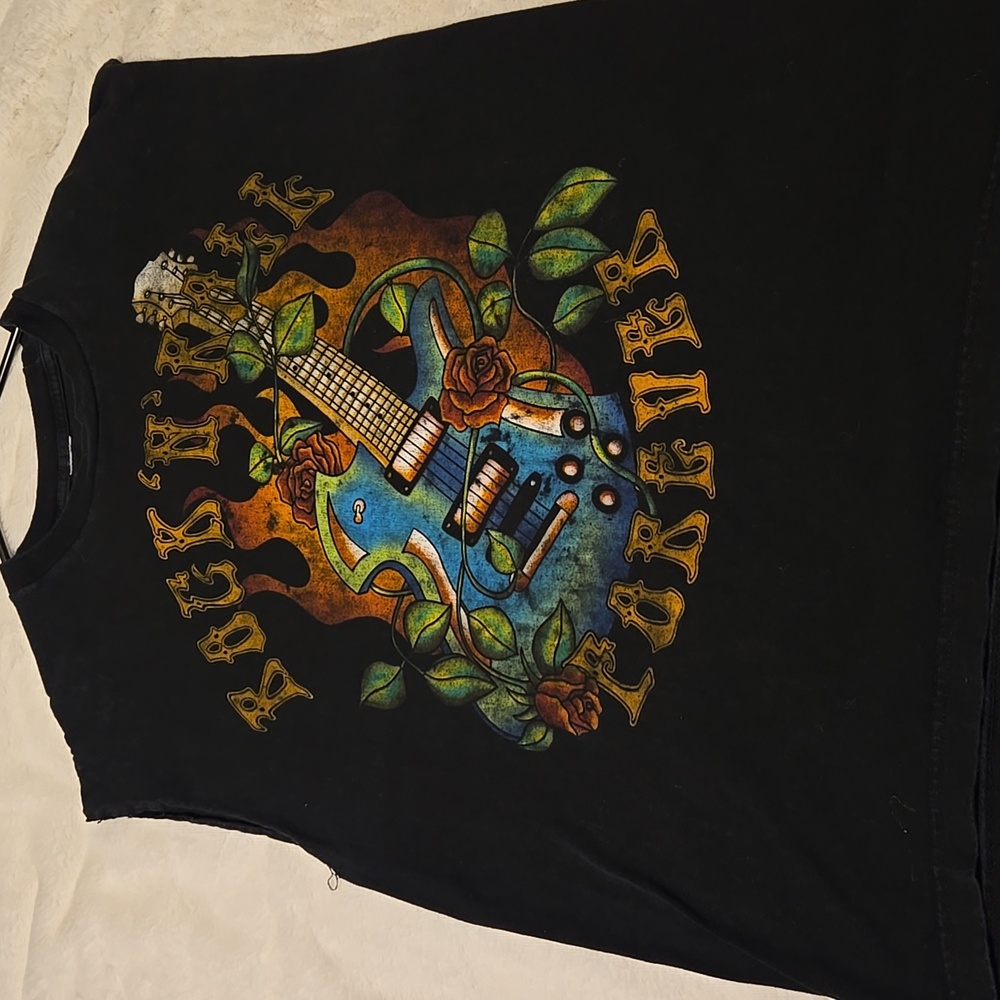 Mens Or Ladies Rock 'n' Roll Forever. Black Sleeveless Tee.  Size Large